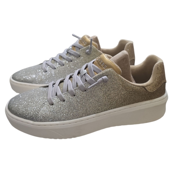 New Skechers x Jane Glitter Court Break Sneakers Enchanted Glitz 10 Gold Silver - Picture 3 of 11